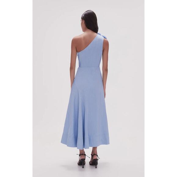 NEW Aje Adelia Ruffle Midi Dress AU 10 US 6 Light Sky Blue One Shoulder Midi - Picture 5 of 15
